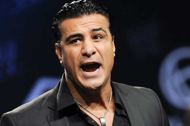 2011 Royal Rumble winner Alberto Del Rio participates in a Wrestlemania XXVII press conference at the Hard Rock Cafe in Times Square on Wednesday, Mar. 30, 2011 in New York. (AP Photo/Evan Agostini)