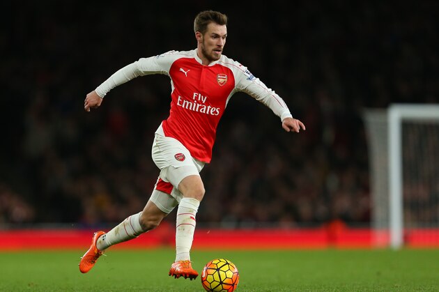 LONDON, ENGLAND - FEBRUARY 02 :  Aaron Ramsey of Arsenal during the Barclays Premier League match between Arsenal and Southampton at the Emirates Stadium on February 2, 2016 in London, England.  (Photo by Catherine Ivill - AMA/Getty Images)