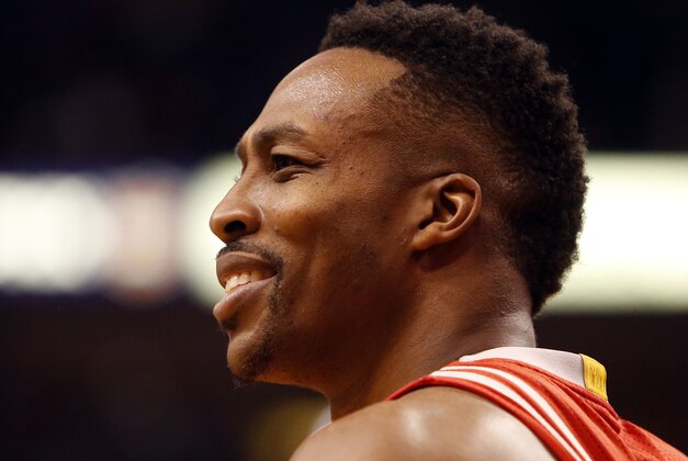 Houston Rockets center Dwight Howard (12) in the first quarter during an NBA basketball game against the Phoenix Suns, Thursday, Feb. 4, 2016, in Phoenix. (AP Photo/Rick Scuteri)
