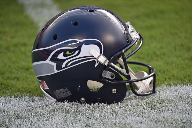 KANSAS CITY, MO - AUGUST 21:  A general view of a Seattle Seahawks helmet prior to a preseason game against the Kansas City Chiefs at Arrowhead Stadium on August 21, 2015 in Kansas City, Missouri.  (Photo by Peter G. Aiken/Getty Images)