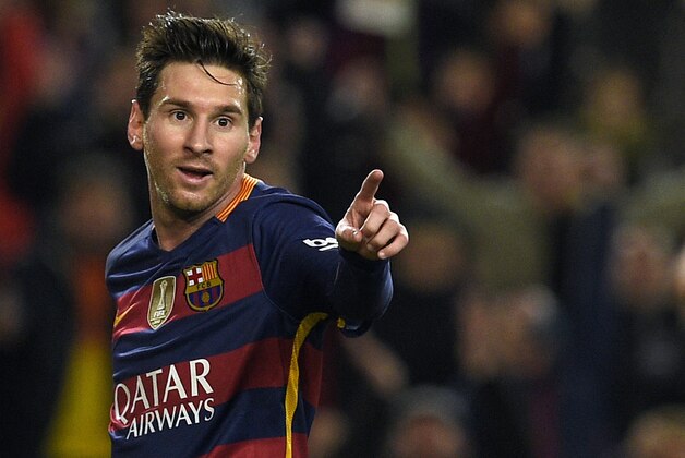 Barcelona's Argentinian forward Lionel Messi celebrates a goal during the Spanish Copa del Rey (King's Cup) football match FC Barcelona vs Valencia CF at the Camp Nou stadium in Barcelona on February 3, 2016.   AFP PHOTO / LLUIS GENE / AFP / LLUIS GENE        (Photo credit should read LLUIS GENE/AFP/Getty Images)