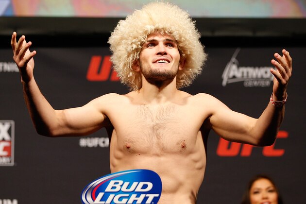 ORLANDO, FL - APRIL 18:  Khabib Nurmagomedov weighs in during the FOX UFC Saturday weigh-in at the Amway Center on April 18, 2014 in Orlando, Florida. (Photo by Josh Hedges/Zuffa LLC/Zuffa LLC via Getty Images)