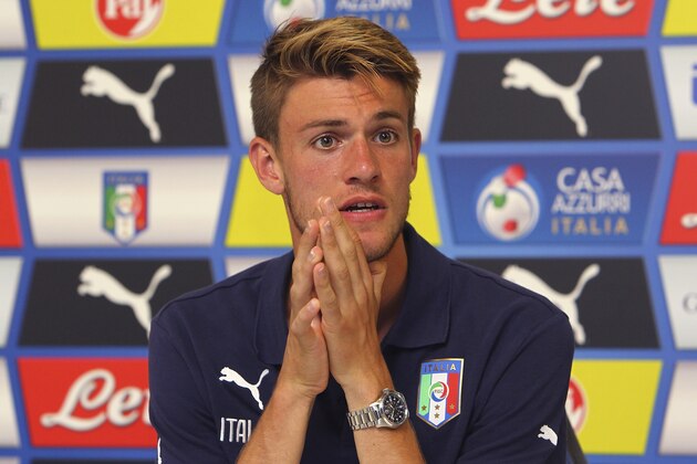 COMO, ITALY - JUNE 04:  Daniele Rugani of Italy U21 speaks to the media during a press conference at the club's training ground on June 4, 2015 in Appiano Gentile Como, Italy.  (Photo by Marco Luzzani/Getty Images)