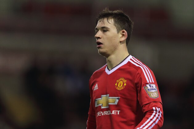 LEIGH, ENGLAND - FEBRUARY 11:  Donald Love of Manchester United U21 during the Barclays Under-21 Premier League Division One match between Manchester United U21 and Manchester City U21 at  Leigh Sports Village Stadium on February 11, 2016 in Leigh, England.  (Photo by Matthew Ashton - AMA / via Getty Images)