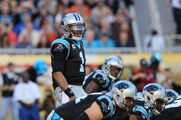 Carolina Panthers’ Cam Newton (1) is seen against the Denver Broncos during the NFL Super Bowl 50 football game Sunday, Feb. 7, 2016, in Santa Clara, Calif.  (AP Photo/Gregory Payan)