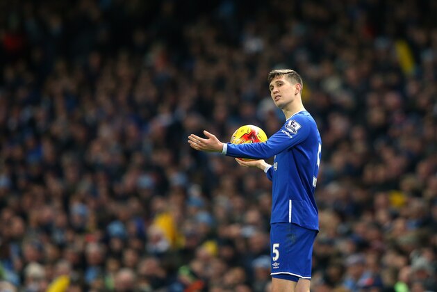 MANCHESTER, ENGLAND - JANUARY 27:  John Stones of Everton takes a throw in during the Capital One Cup Semi Final Second Leg match between Manchester City and Everton at Etihad Stadium on January 27, 2016 in Manchester, England.  (Photo by Alex Livesey/Getty Images)