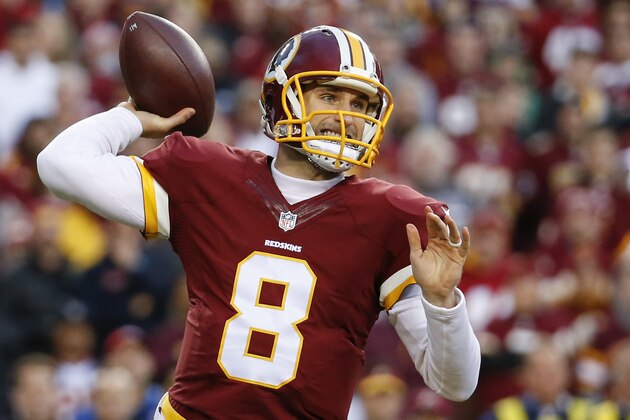 Washington Redskins quarterback Kirk Cousins (8) passes the ball during the first half of an NFL wild card playoff football game against the Green Bay Packers in Landover, Md., Sunday, Jan. 10, 2016. (AP Photo/Alex Brandon)