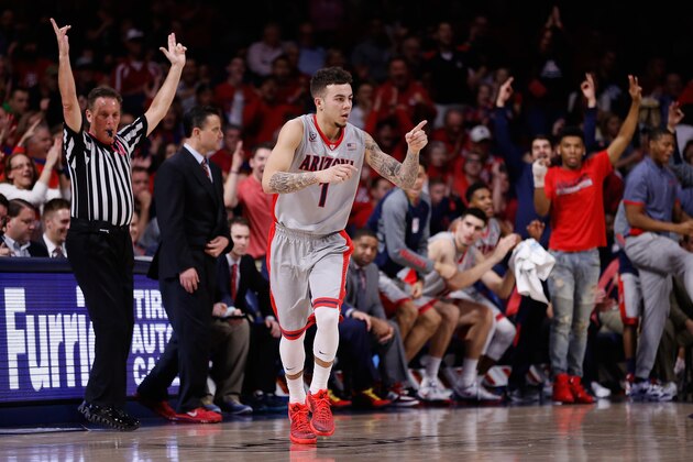 TUCSON, AZ - JANUARY 30: Gabe York #1 of the Arizona Wildcats reacts after hitting a three point shot against the Oregon State Beavers during the second half of the college basketball game at McKale Center on January 30, 2016 in Tucson, Arizona. The Wildcats defeated the Beavers 80-63. (Photo by Christian Petersen/Getty Images) TUCSON, AZ - JANUARY 30: Gabe York #1 of the Arizona Wildcats reacts after hitting a three point shot against the Oregon State Beavers during the second half of the college basketball game at McKale Center on January 30, 2016 in Tucson, Arizona. The Wildcats defeated the Beavers 80-63. (Photo by Christian Petersen/Getty Images)