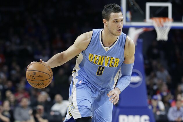 Denver Nuggets forward Danilo Gallinari dribbles during the second half of an NBA basketball game against the Detroit Pistons, Wednesday, Feb. 10, 2016 in Auburn Hills, Mich. (AP Photo/Carlos Osorio)