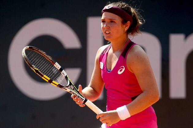 RIO DE JANEIRO, BRAZIL - FEBRUARY 15:  Gabriela Ce of Brazil plays Ana Bogdan of Romania during the Rio Open at Jockey Club Brasileiro on February 15, 2016 in Rio de Janeiro, Brazil.  (Photo by Matthew Stockman/Getty Images)