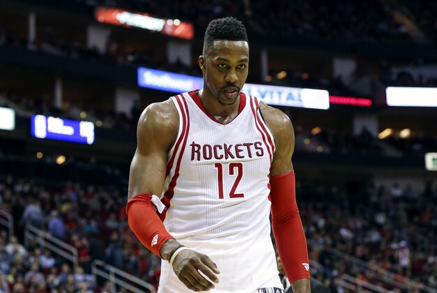 Jan 30, 2016; Houston, TX, USA; Houston Rockets center Dwight Howard (12) walks off the court after being ejected during the fourth quarter against the Washington Wizards at Toyota Center. The Wizards won 123-122. Mandatory Credit: Troy Taormina-USA TODAY Sports