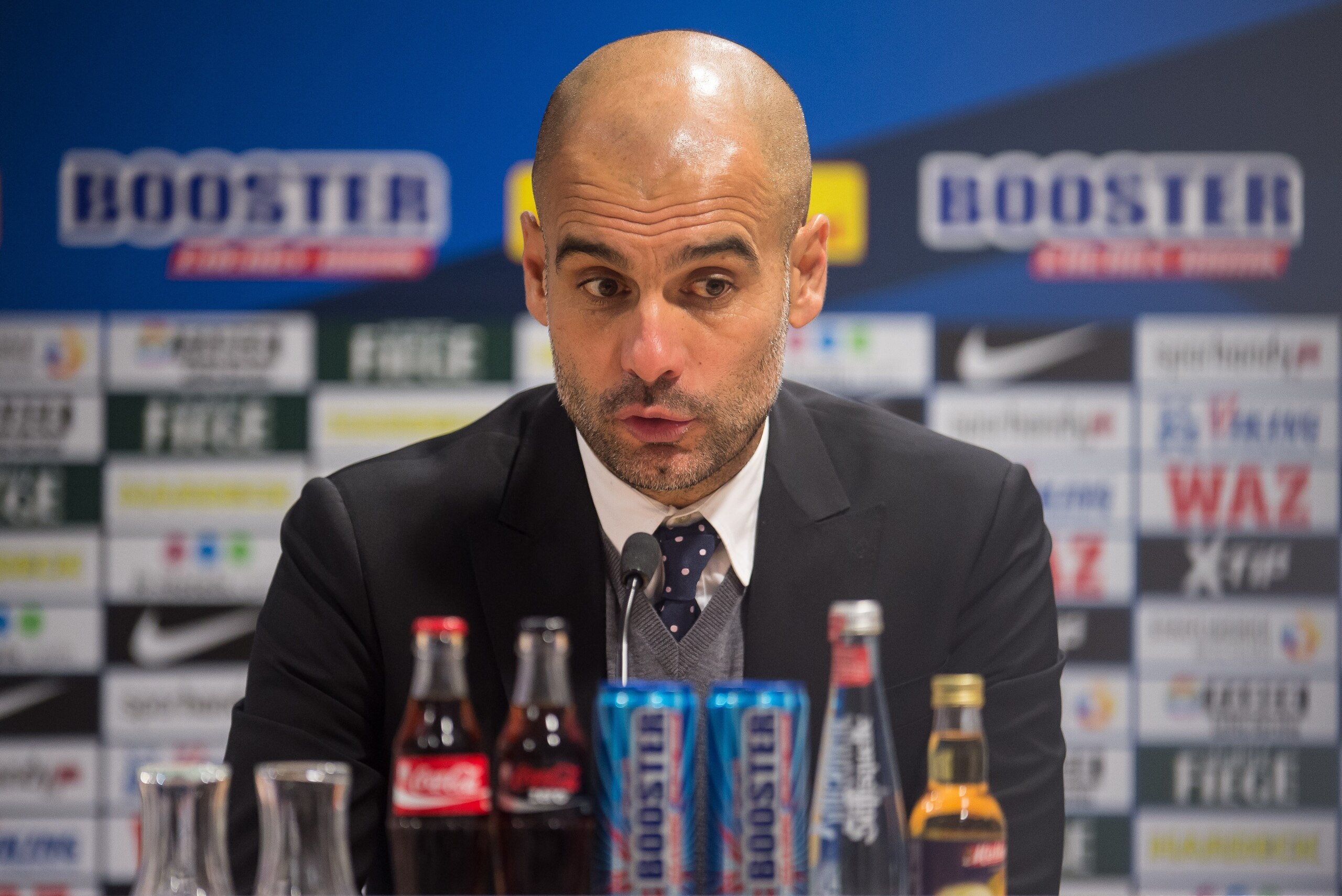 coach Pep Guardiola of Bayern Munich during the Bundesliga match between VfL Bochum and Bayern Munich on February 4, 2016 at the RewirpowerSTADION in Bochum, Germany.(Photo by VI Images via Getty Images)
