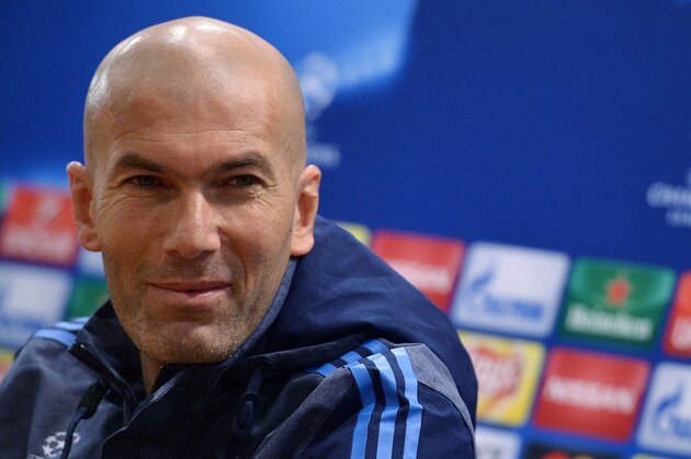Real Madrid's French head coach Zinedine Zidane speaks during a press conference at the Olympic Stadium in Rome on February 16, 2016, on the eve of their UEFA Champions League round of sixteen first leg football match against AS Roma. / AFP / TIZIANA FABI        (Photo credit should read TIZIANA FABI/AFP/Getty Images)