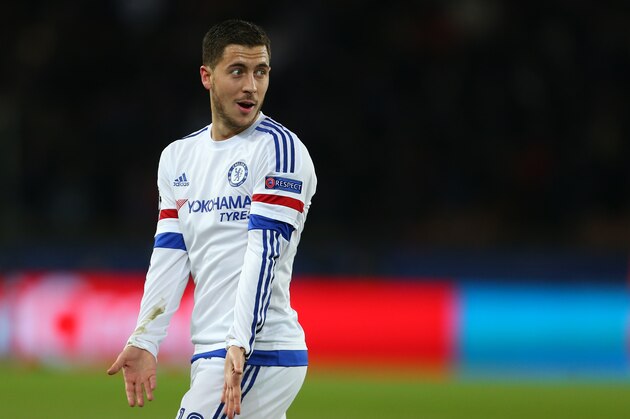 PARIS, FRANCE - FEBRUARY 16 : Eden Hazard of Chelsea during the UEFA Champions League match between Paris Saint-Germain and Chelsea at Parc des Princes on February 16, 2016 in Paris, France. (Photo by Catherine Ivill - AMA/Getty Images)