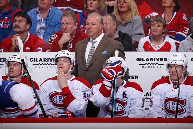 GLENDALE, AZ - FEBRUARY 15:  Head coach Michel Therrien of the Montreal Canadiens on the bench during the first period of the NHL game against the Arizona Coyotes at Gila River Arena on February 15, 2016 in Glendale, Arizona. The Coyotes defeated the Canadiens 6-2.  (Photo by Christian Petersen/Getty Images)