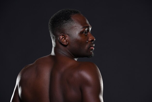 NASHVILLE, TN - AUGUST 08:  Derek Brunson poses for a post fight portrait backstage during the UFC Fight Night event at Bridgestone Arena on August 8, 2015 in Nashville, Tennessee.  (Photo by Mike Roach/Zuffa LLC/Zuffa LLC via Getty Images)