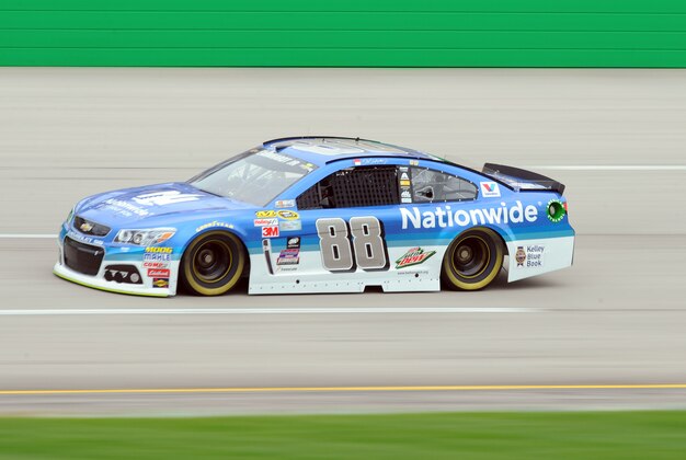 Jul 10, 2015; Sparta, KY, USA; Sprint Cup Series driver Dale Earnhardt Jr (88) during practice for the Quaker State 400 at Kentucky Speedway. Mandatory Credit: Christopher Hanewinckel-USA TODAY Sports