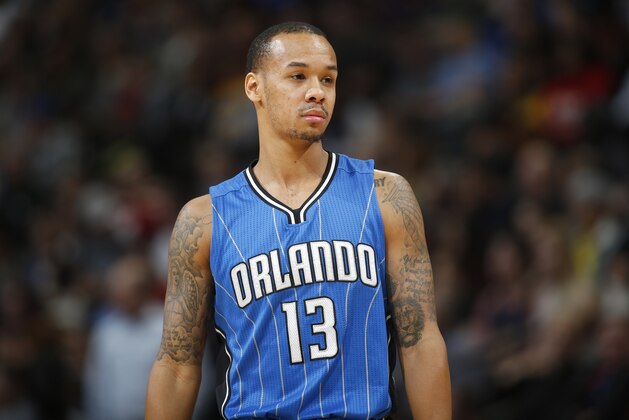 Orlando Magic guard Shabazz Napier (13) in the second half of an NBA basketball game Tuesday, Dec. 8, 2015, in Denver. Orlando won 85-74. (AP Photo/David Zalubowski)