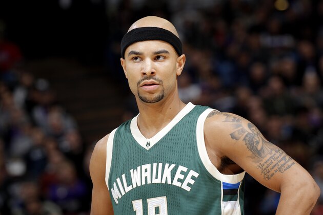 SACRAMENTO, CA - FEBRUARY 1:Jerryd Bayless #19 of the Milwaukee Bucks looks on during the game against the Sacramento Kings on February 1, 2016 at Sleep Train Arena in Sacramento, California. NOTE TO USER: User expressly acknowledges and agrees that, by downloading and or using this photograph, User is consenting to the terms and conditions of the Getty Images Agreement. Mandatory Copyright Notice: Copyright 2016 NBAE (Photo by Rocky Widner/NBAE via Getty Images)
