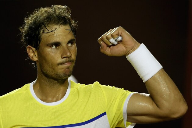 RIO DE JANEIRO, BRAZIL - FEBRUARY 18:  Rafael Nadal of Spain celebrates the victory against Nicolas Almagro of Spain during the Rio Open at Jockey Club Brasileiro on February 18, 2016 in Rio de Janeiro, Brazil.  (Photo by Buda Mendes/Getty Images)