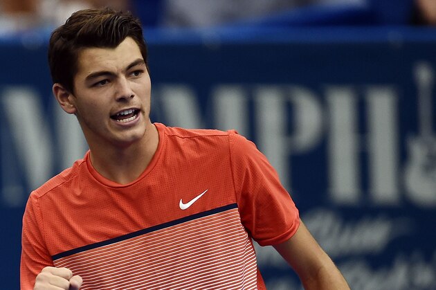 MEMPHIS, TN - FEBRUARY 13:  Taylor Fritz of the United States reacts to a shot during his semi-final singles match against Ricardas Berankis of Lithuania on Day 6 of the Memphis Openat the Racquet Club of Memphis on February 13, 2016 in Memphis, Tennessee.  (Photo by Stacy Revere/Getty Images)