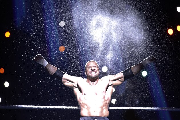 Triple H enters the ring during Wrestlemania XXX at the Mercedes-Benz Super Dome in New Orleans on Sunday, April 6, 2014. (Jonathan Bachman/AP Images for WWE)