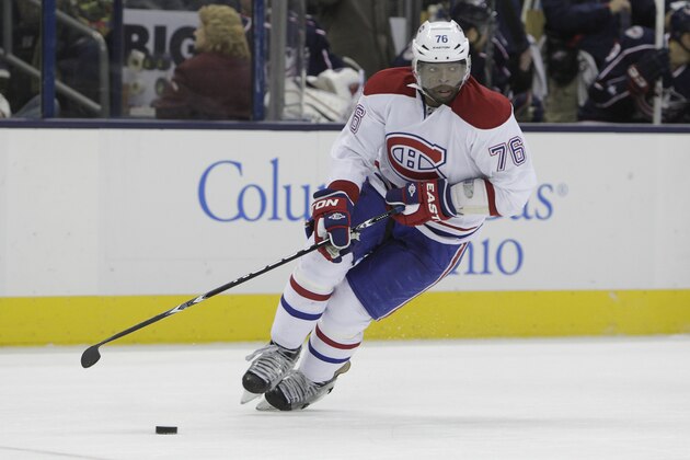 Montreal Canadiens' PK Subban plays against the Columbus Blue Jackets during an NHL hockey game Friday, Nov. 15, 2013, in Columbus, Ohio. (AP Photo/Jay LaPrete)