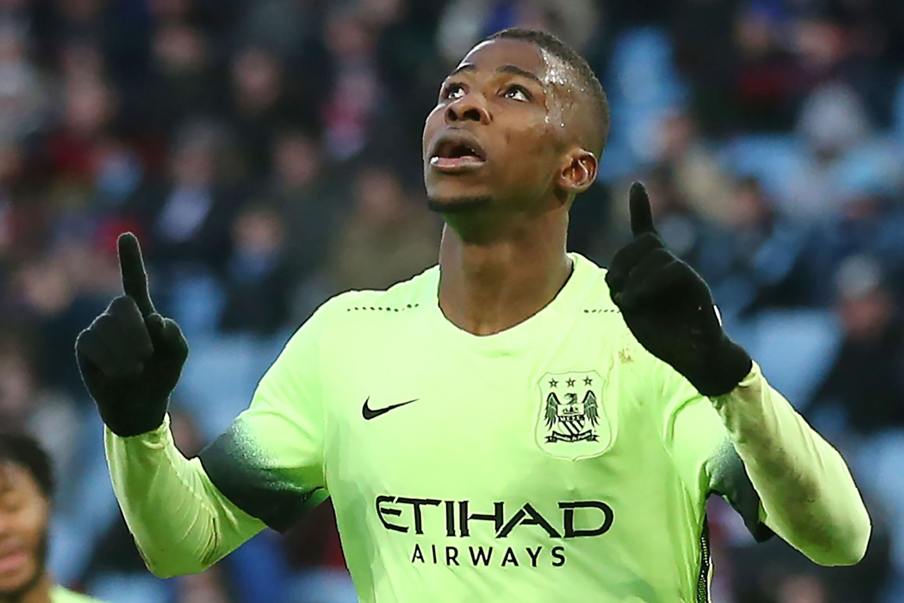 Manchester City's Nigerian striker Kelechi Iheanacho (R) celebrates scoring his team's third goal during the English FA Cup fourth round football match between Aston Villa and Manchester City at Villa Park in Birmingham, central England, on January 30, 2016. / AFP / JUSTIN TALLIS / RESTRICTED TO EDITORIAL USE. No use with unauthorized audio, video, data, fixture lists, club/league logos or 'live' services. Online in-match use limited to 75 images, no video emulation. No use in betting, games or single club/league/player publications. / (Photo credit should read JUSTIN TALLIS/AFP/Getty Images) Manchester City's Nigerian striker Kelechi Iheanacho (R) celebrates scoring his team's third goal during the English FA Cup fourth round football match between Aston Villa and Manchester City at Villa Park in Birmingham, central England, on January 30, 2016. / AFP / JUSTIN TALLIS / RESTRICTED TO EDITORIAL USE. No use with unauthorized audio, video, data, fixture lists, club/league logos or 'live' services. Online in-match use limited to 75 images, no video emulation. No use in betting, games or single club/league/player publications. / (Photo credit should read JUSTIN TALLIS/AFP/Getty Images)