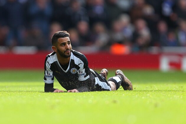 LONDON, ENGLAND - FEBRUARY 14 :  Riyad Mahrez of Leicester City during the Barclays Premier League match between Arsenal and Leicester City at the Emirates Stadium on February 14, 2016 in London, England.  (Photo by Catherine Ivill - AMA/Getty Images)