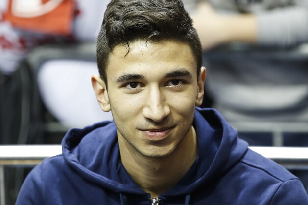 BELGRADE, SERBIA - JANUARY 29: Marko Grujic of FC Liverpool attends the 2015-2016 Turkish Airlines Euroleague Top 16 game between Crvena Zvezda Telekom Belgrade and Lokomotiv Kuban at Pionir Hall on January 29, 2016 in Belgrade, Serbia.  (Photo by Srdjan Stevanovic/Getty Images)