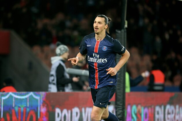 PARIS, FRANCE - FEBRUARY 20:  Zlatan Ibrahimovic of Paris Saint-Germain celebrates his second  goal during the French  Ligue 1 between Paris Saint-Germain and Stade de Reims at Parc Des Princes on february 20, 2016 in Paris, France.  (Photo by Xavier Laine/Getty Images)