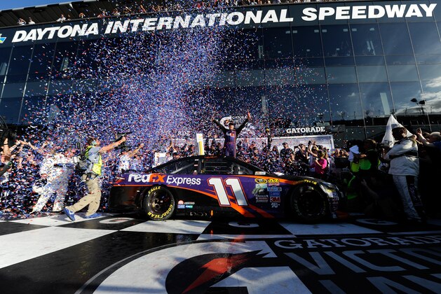 DAYTONA BEACH, FL - FEBRUARY 21:  Denny Hamlin, driver of the