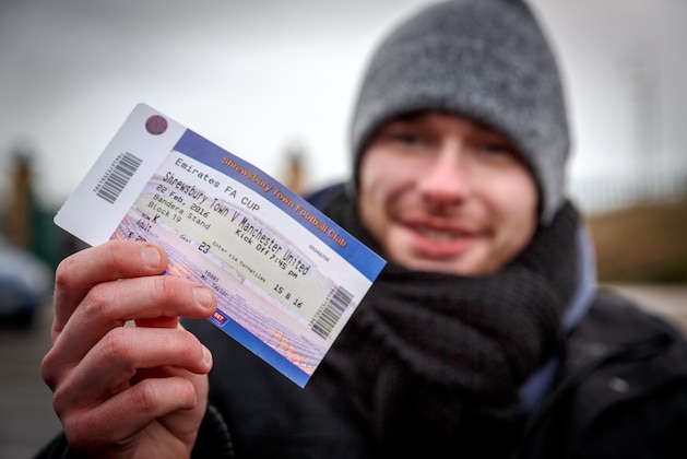 SHREWSBURY, ENGLAND - FEBRUARY 19:  Lloyd Farelli from Oswestry, Shropshire who had been queuing for tickets since midnight in freezing temperatures at the Greenhous Meadow Stadium for the FA Cup 5th Round match, Shrewsbury Town v Manchester Untied  (Photo by Matthew Ashton - AMA/Getty Images)