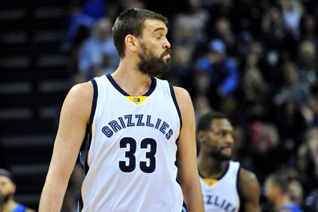 Memphis Grizzlies center Marc Gasol (33) plays in the first half of an NBA basketball game Saturday, Feb. 6, 2016, in Memphis, Tenn. (AP Photo/Brandon Dill) Memphis Grizzlies center Marc Gasol (33) plays in the first half of an NBA basketball game Saturday, Feb. 6, 2016, in Memphis, Tenn. (AP Photo/Brandon Dill)