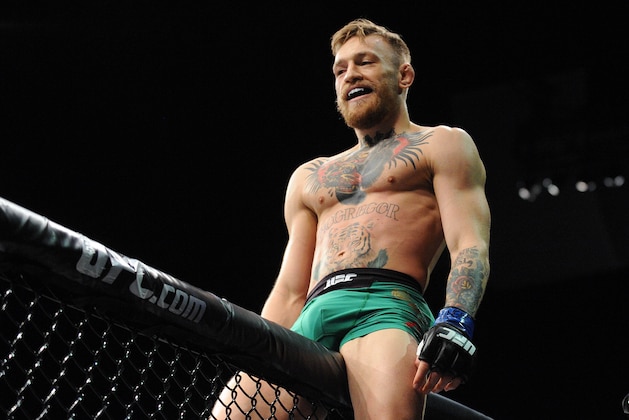 December 12, 2015; Las Vegas, NV, USA; Conor McGregor celebrates his championship victory against Jose Aldo during UFC 194 at MGM Grand Garden Arena. Mandatory Credit: Gary A. Vasquez-USA TODAY Sports December 12, 2015; Las Vegas, NV, USA; Conor McGregor celebrates his championship victory against Jose Aldo during UFC 194 at MGM Grand Garden Arena. Mandatory Credit: Gary A. Vasquez-USA TODAY Sports