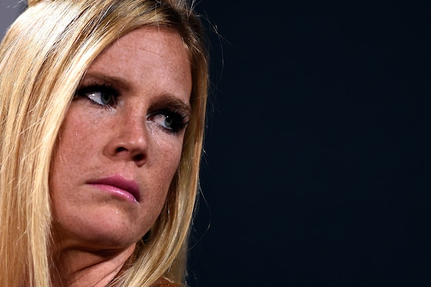 LAS VEGAS, NV - JANUARY 20:  UFC women's bantamweight champion Holly Holm reacts to questions from the media during the UFC 197 on-sale press conference event inside MGM Grand Hotel & Casino on January 20, 2016 in Las Vegas, Nevada. (Photo by Jeff Bottari/Zuffa LLC/Zuffa LLC via Getty Images)