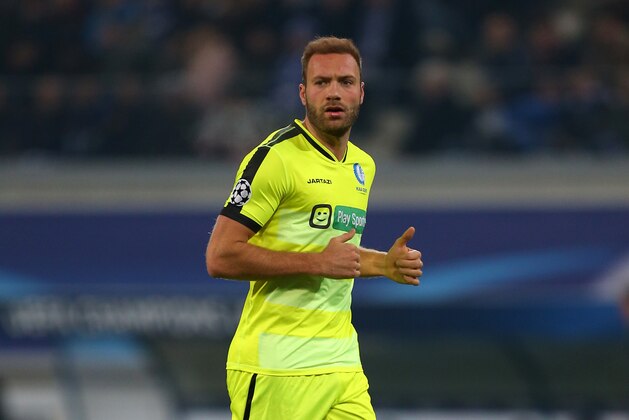 GENT, BELGIUM - FEBRUARY 17 : Laurent Depoitre of Gent during the UEFA Champions League match between KAA Gent and VfL Wolfsburg at Ghelamco Arena, on February 17, 2016 in Gent, Belgium. (Photo by Catherine Ivill - AMA/Getty Images)