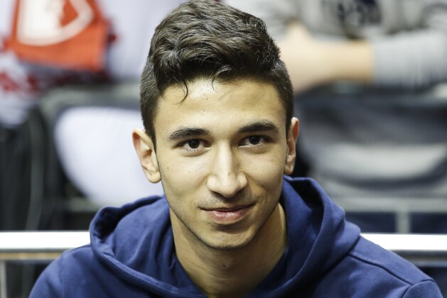 BELGRADE, SERBIA - JANUARY 29: Marko Grujic of FC Liverpool attends the 2015-2016 Turkish Airlines Euroleague Top 16 game between Crvena Zvezda Telekom Belgrade and Lokomotiv Kuban at Pionir Hall on January 29, 2016 in Belgrade, Serbia.  (Photo by Srdjan Stevanovic/Getty Images)
