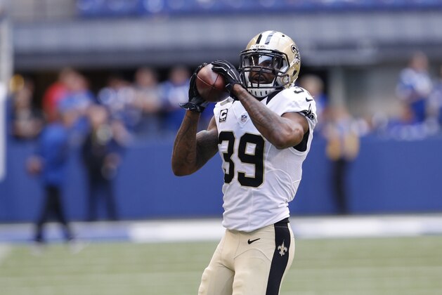 New Orleans Saints cornerback Brandon Browner (39) before an NFL football game against the Indianapolis Colts in Indianapolis, Sunday, Oct. 25, 2015. (AP Photo/AJ Mast)