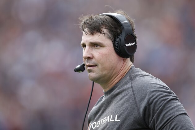 AUBURN, AL - OCTOBER 31: Defensive coordinator Will Muschamp of the Auburn Tigers looks on from the sideline during a game against the Ole Miss Rebels at Jordan-Hare Stadium on October 31, 2015 in Auburn, Alabama. Ole Miss defeated Auburn 27-19. (Photo by Joe Robbins/Getty Images)