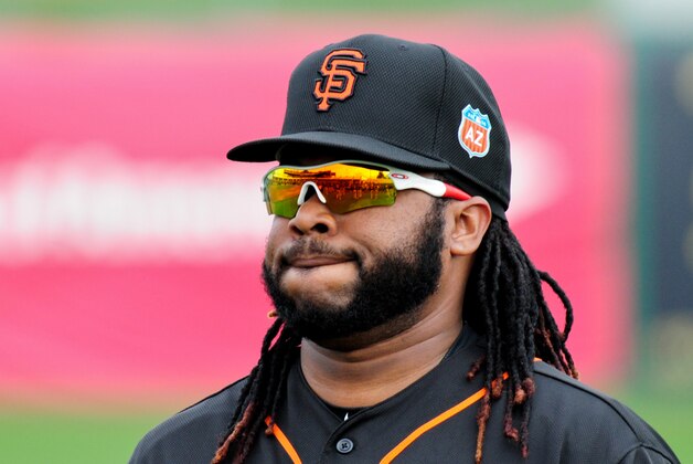 Feb 19, 2016; Scottsdale, AZ, USA; San Francisco Giants starting pitcher Johnny Cueto (47) looks on during a workout at Scottsdale Stadium. Mandatory Credit: Matt Kartozian-USA TODAY Sports