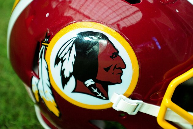 Oct 12, 2014; Glendale, AZ, USA; Detail view of the Washington Redskins logo during the second half against the Arizona Cardinals at University of Phoenix Stadium. Mandatory Credit: Matt Kartozian-USA TODAY Sports