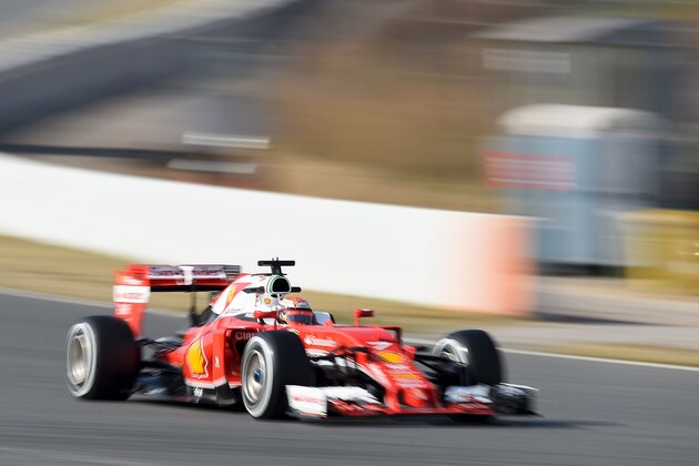 Ferrari's Finnish driver Kimi Raikkonen drives at the Circuit de Catalunya on February 25, 2016 in Montmelo on the outskirts of Barcelona on the fourth test day of the Formula One Grand Prix season.  / AFP / JOSEP LAGO        (Photo credit should read JOSEP LAGO/AFP/Getty Images)