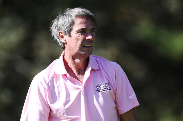 NORTH BERWICK, SCOTLAND - AUGUST 31:  Alan Hansen tee's off during day four of the Aberdeen Asset Management Ladies Scottish Open at Archerfield Links Golf Course on August 31, 2014 North Berwick, Scotland. (Photo by Ian MacNicol/Getty Images)