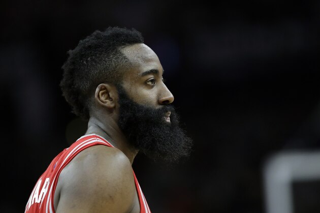 Houston Rockets guard James Harden (13) during the second half of an NBA basketball game against the San Antonio Spurs, Wednesday, Jan. 27, 2016, in San Antonio. (AP Photo/Eric Gay)