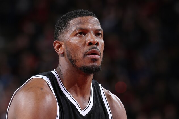 PORTLAND, OR - FEBRUARY 23: Joe Johnson #7 of the Brooklyn Nets shoots a free throw during the game against the Portland Trail Blazers on February 23, 2016 at the Moda Center Arena in Portland, Oregon. NOTE TO USER: User expressly acknowledges and agrees that, by downloading and or using this photograph, user is consenting to the terms and conditions of the Getty Images License Agreement. Mandatory Copyright Notice: Copyright 2016 NBAE (Photo by Sam Forencich/NBAE via Getty Images)