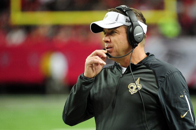 ATLANTA, GA - JANUARY 03:  Head coach Sean Payton of the New Orleans Saints looks on during the second half against the Atlanta Falcons at the Georgia Dome on January 3, 2016 in Atlanta, Georgia.  (Photo by Scott Cunningham/Getty Images)