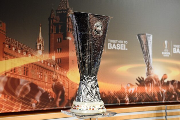 A picture shows the trophy of the UEFA Europa League football championship ahead of the round of 16 draw at the UEFA headquarters in Nyon on February 26, 2016.  AFP PHOTO / ALAIN GROSCLAUDE / AFP / ALAIN GROSCLAUDE        (Photo credit should read ALAIN GROSCLAUDE/AFP/Getty Images)