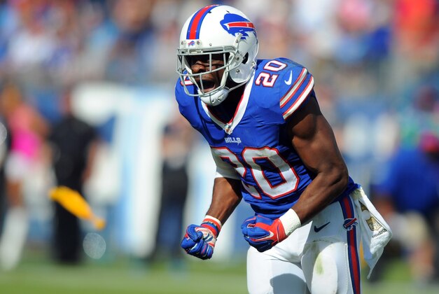 Oct 11, 2015; Nashville, TN, USA; Buffalo Bills safety Corey Graham (20) reacts after a penalty call during the second half against the Tennessee Titans at Nissan Stadium. The Bills won 14-13.  Mandatory Credit: Christopher Hanewinckel-USA TODAY Sports