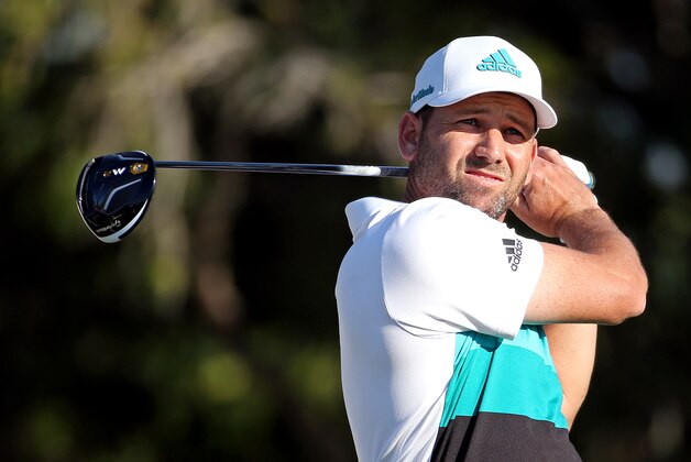 Feb 27, 2016; Palm Beach Gardens, FL, USA; Sergio Garcia tees off on the 14th hole during the third round of the Honda Classic. at PGA National (Champion). Mandatory Credit: Peter Casey-USA TODAY Sports